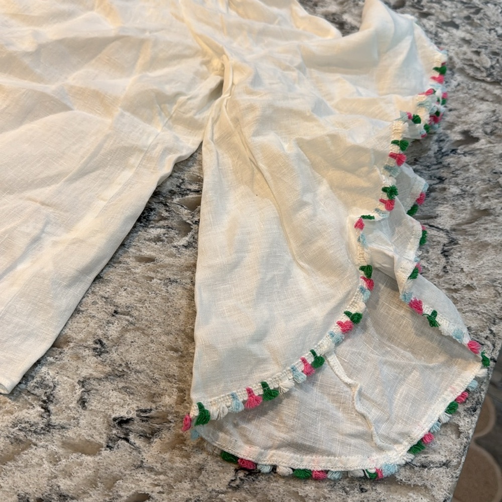 Zara | Off the Shoulder Linen Bell Sleeve Blouse in White Size M Medium - Picture 8 of 11